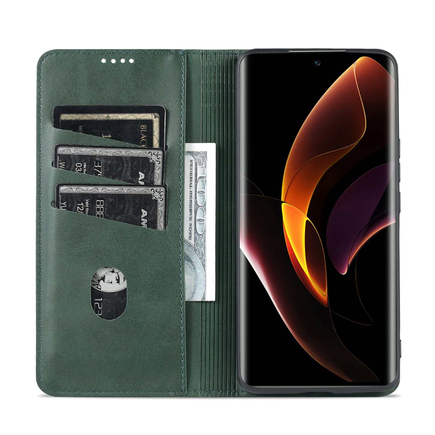 AZNS PU Leather + TPU Wallet Flip Case Magnetic Absorption Folding Stand Protective Cover for Honor 60 Pro