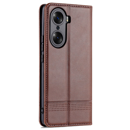 AZNS PU Leather + TPU Wallet Flip Case Magnetic Absorption Folding Stand Protective Cover for Honor 60 Pro