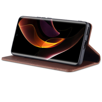 AZNS PU Leather + TPU Wallet Flip Case Magnetic Absorption Folding Stand Protective Cover for Honor 60 Pro