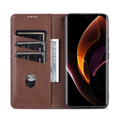 AZNS PU Leather + TPU Wallet Flip Case Magnetic Absorption Folding Stand Protective Cover for Honor 60 Pro