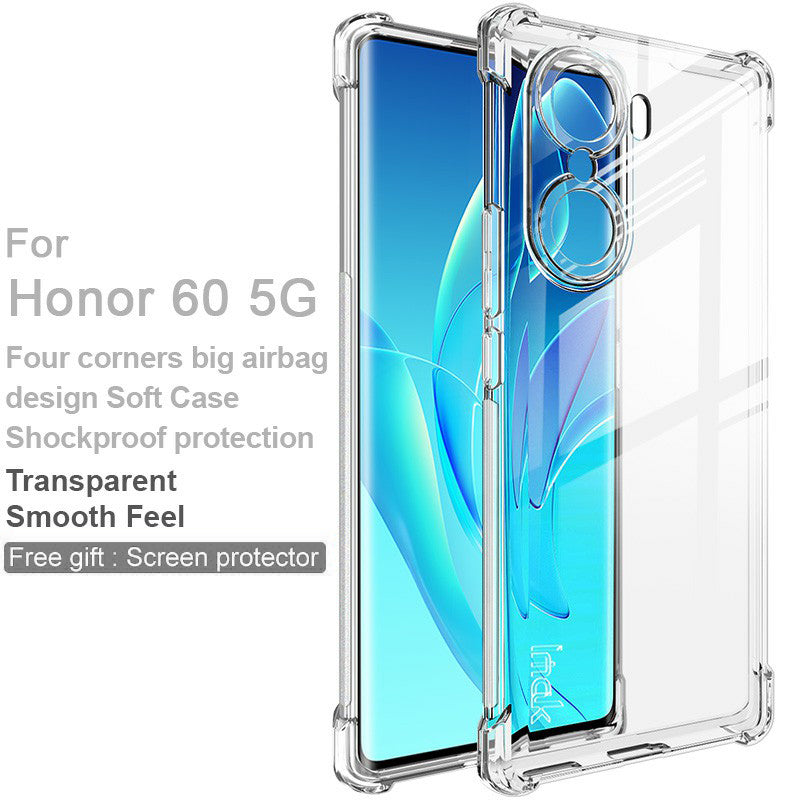 IMAK For Honor 60 5G Four Corner Airbags Anri-scratch TPU Phone Case Cover with Screen Protector