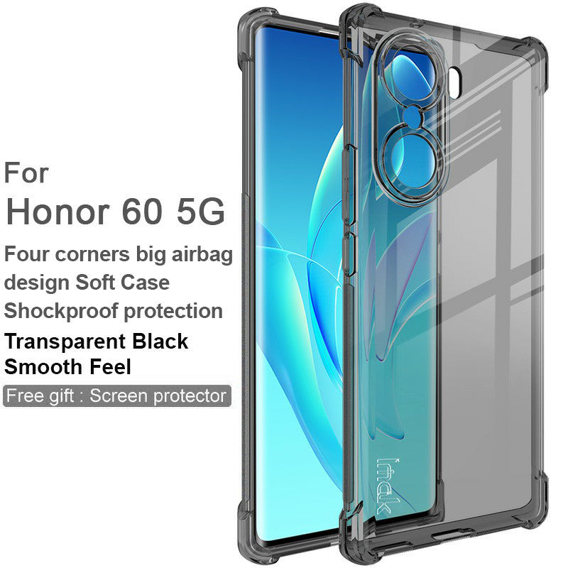 IMAK For Honor 60 5G Four Corner Airbags Anri-scratch TPU Phone Case Cover with Screen Protector
