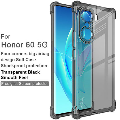 IMAK For Honor 60 5G Four Corner Airbags Anri-scratch TPU Phone Case Cover with Screen Protector