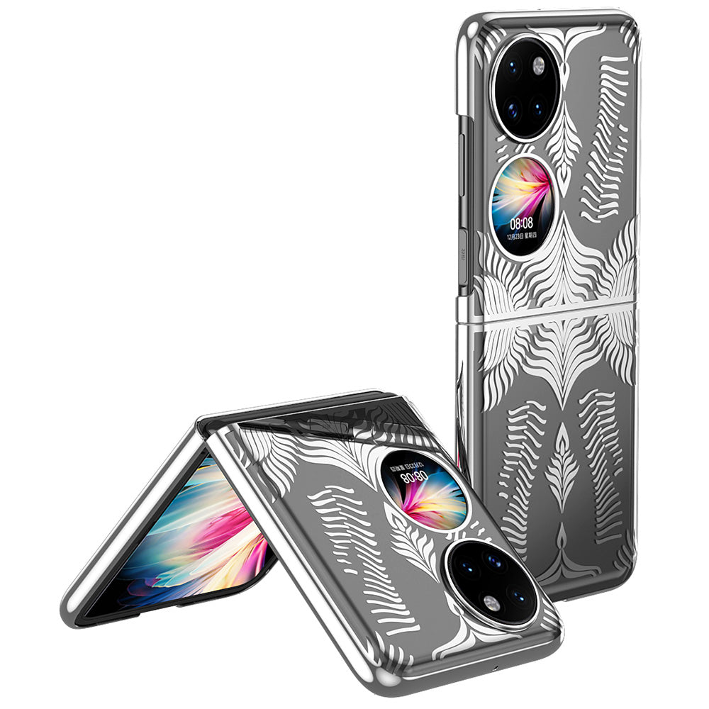 For Huawei P50 Pocket Electroplating Wing Frame Design Well-protected Hard PC Phone Case Cover