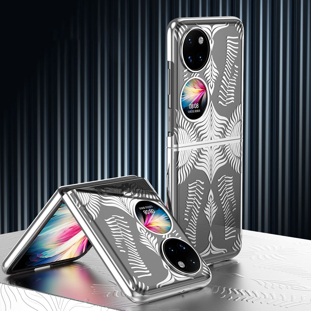 For Huawei P50 Pocket Electroplating Wing Frame Design Well-protected Hard PC Phone Case Cover