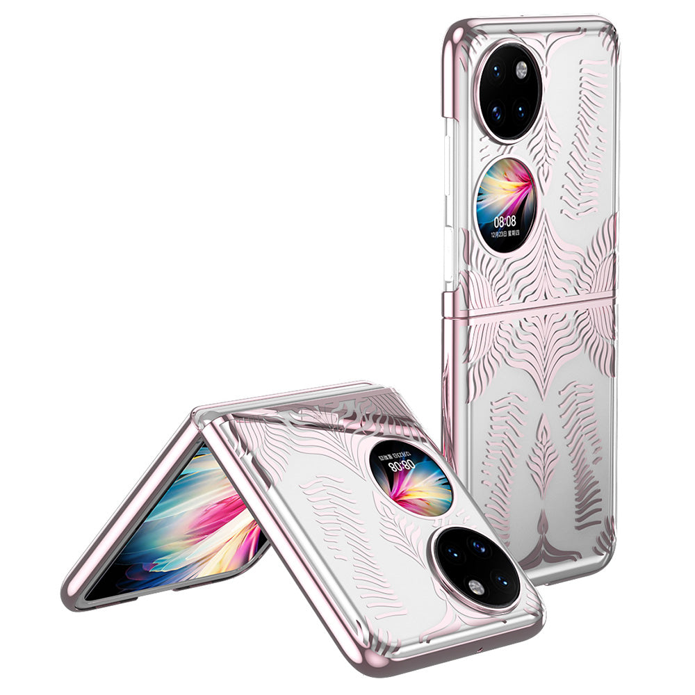 For Huawei P50 Pocket Electroplating Wing Frame Design Well-protected Hard PC Phone Case Cover