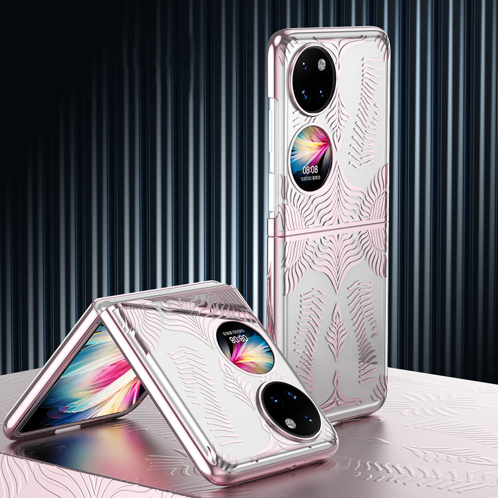 For Huawei P50 Pocket Electroplating Wing Frame Design Well-protected Hard PC Phone Case Cover