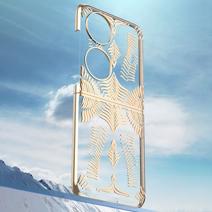 For Huawei P50 Pocket Electroplating Wing Frame Design Well-protected Hard PC Phone Case Cover