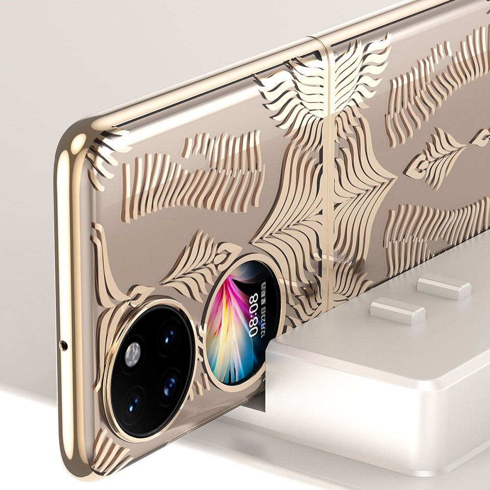 For Huawei P50 Pocket Electroplating Wing Frame Design Well-protected Hard PC Phone Case Cover