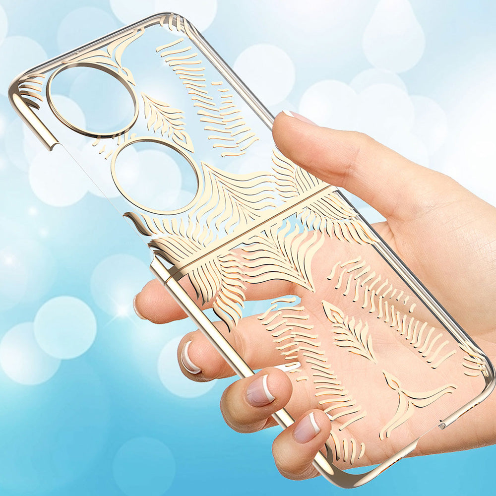 For Huawei P50 Pocket Electroplating Wing Frame Design Well-protected Hard PC Phone Case Cover