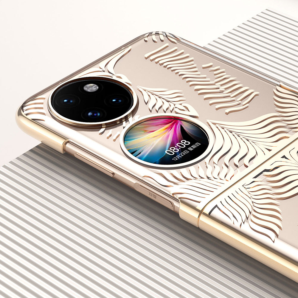 For Huawei P50 Pocket Electroplating Wing Frame Design Well-protected Hard PC Phone Case Cover