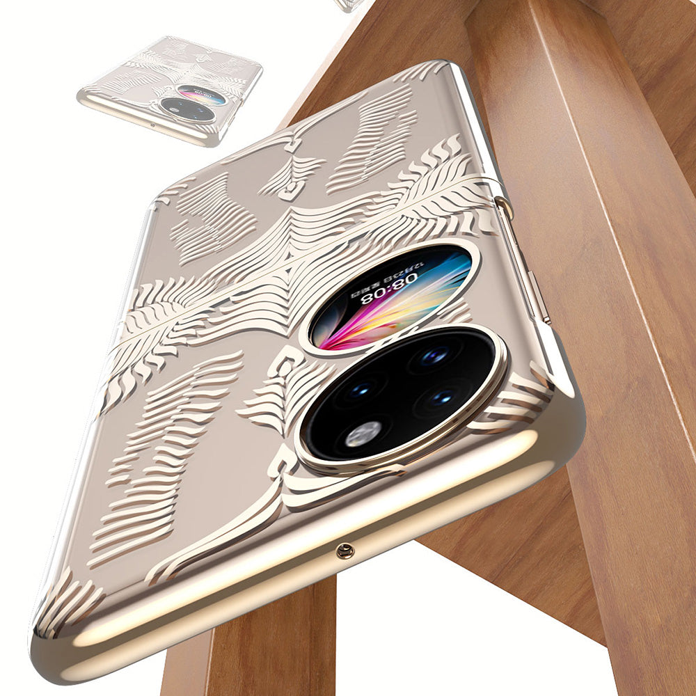 For Huawei P50 Pocket Electroplating Wing Frame Design Well-protected Hard PC Phone Case Cover