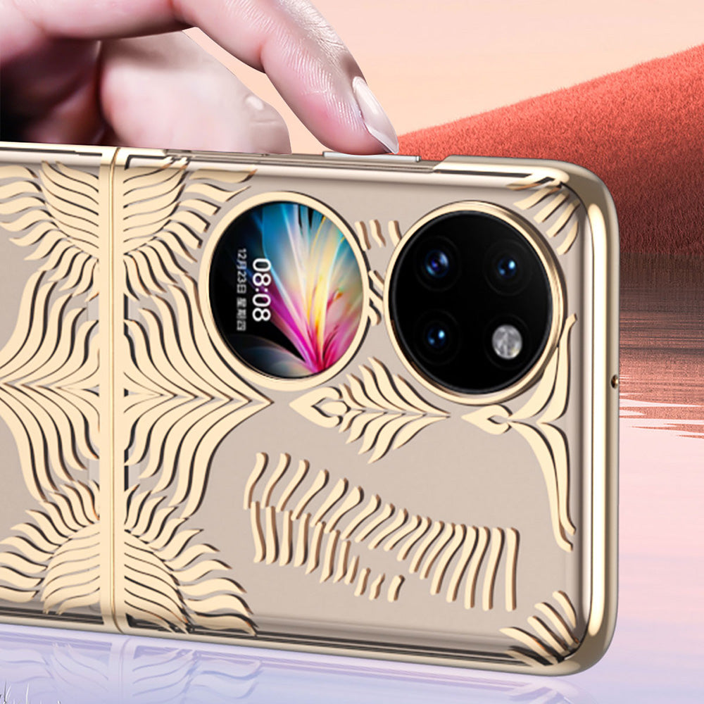 For Huawei P50 Pocket Electroplating Wing Frame Design Well-protected Hard PC Phone Case Cover