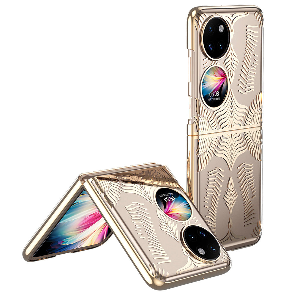For Huawei P50 Pocket Electroplating Wing Frame Design Well-protected Hard PC Phone Case Cover