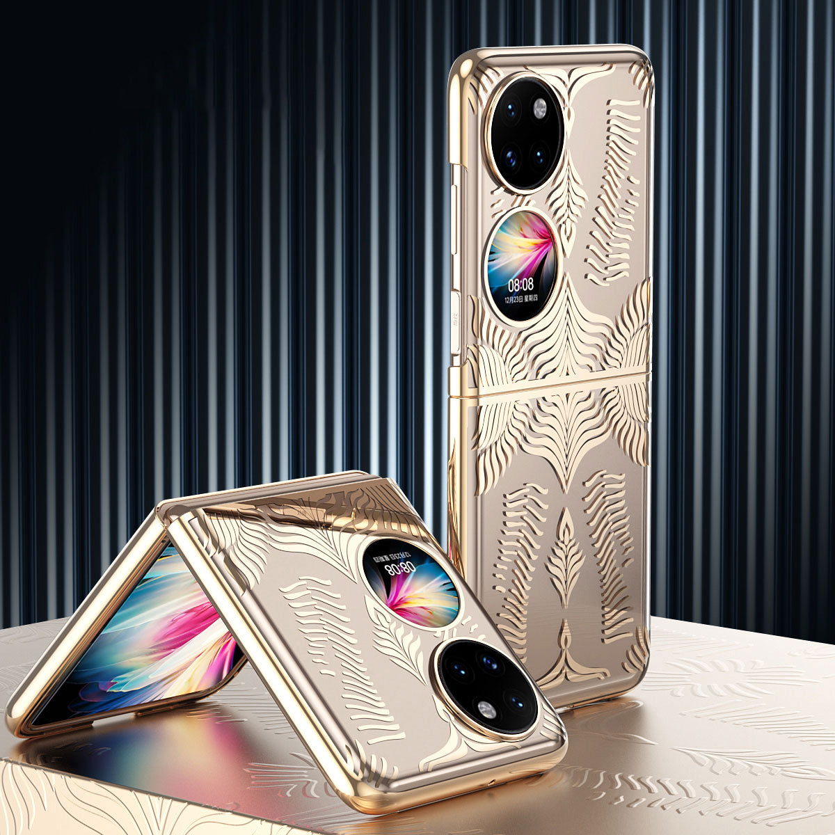 For Huawei P50 Pocket Electroplating Wing Frame Design Well-protected Hard PC Phone Case Cover