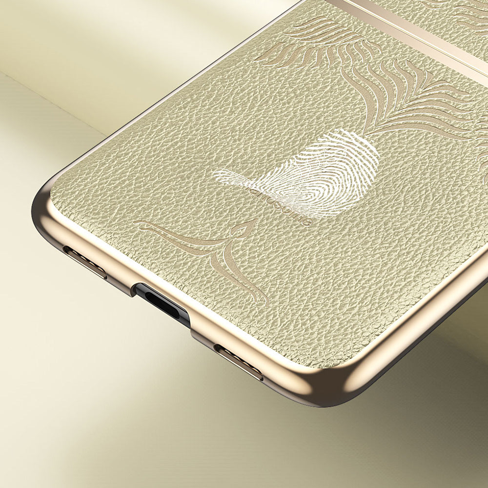 For Huawei P50 Pocket Electroplating Frame Design Textured PU Leather Coated Hard PC Phone Case Cover