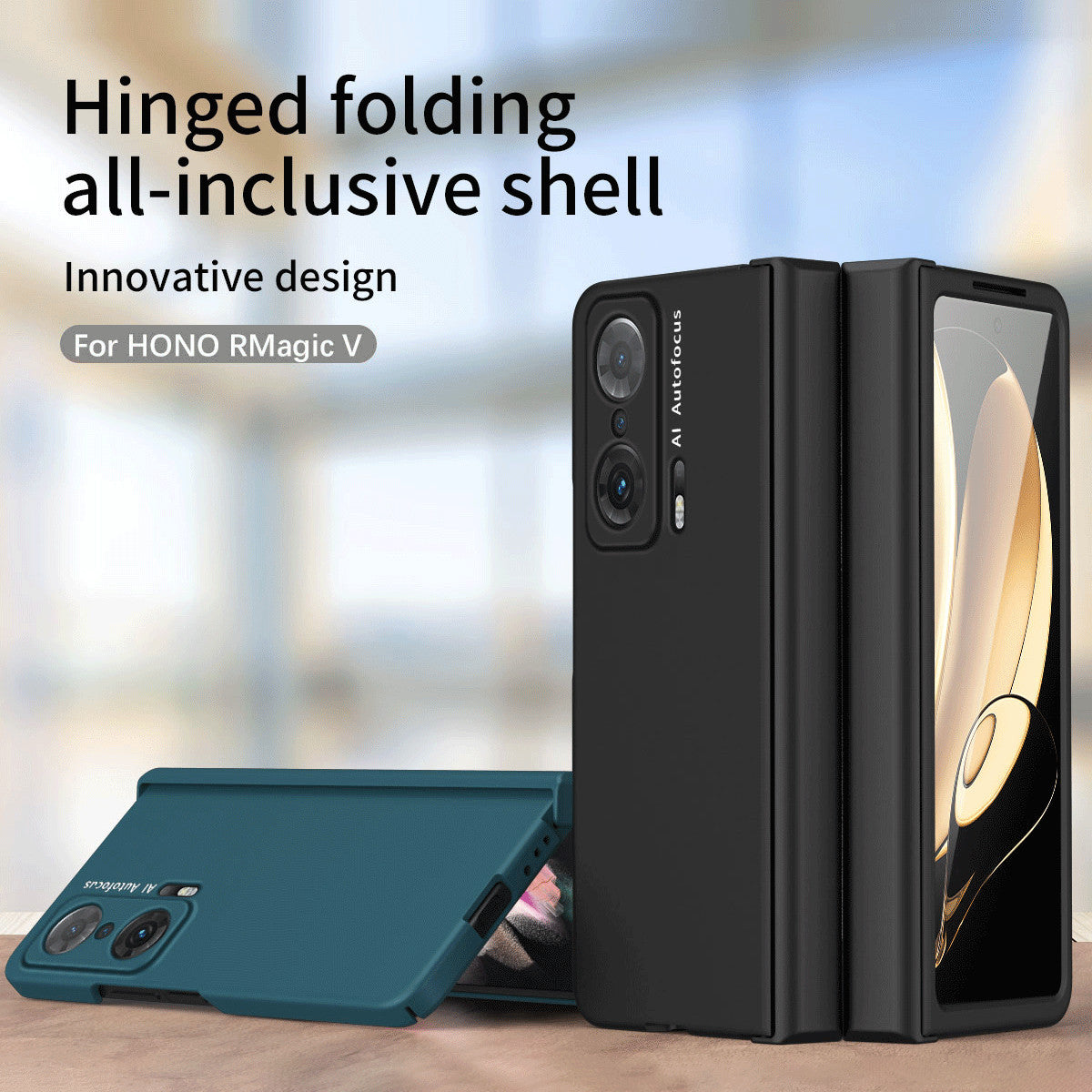 For Honor Magic V Hinge Design All-round Coverage Hard PC Folding Phone Case Cover with Glass Screen Protector
