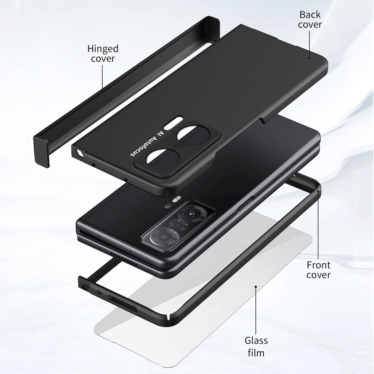 For Honor Magic V Hinge Design All-round Coverage Hard PC Folding Phone Case Cover with Glass Screen Protector