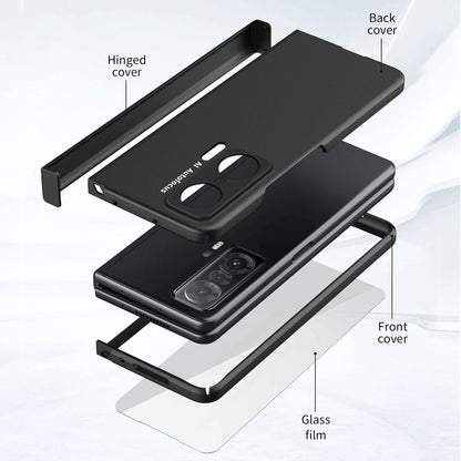 For Honor Magic V Hinge Design All-round Coverage Hard PC Folding Phone Case Cover with Glass Screen Protector