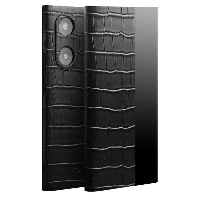 QIALINO For Honor 50 Pro/Huawei nova 9 Pro Crocodile Texture Phone Case Top Layer Cowhide Leather Cover with View Window