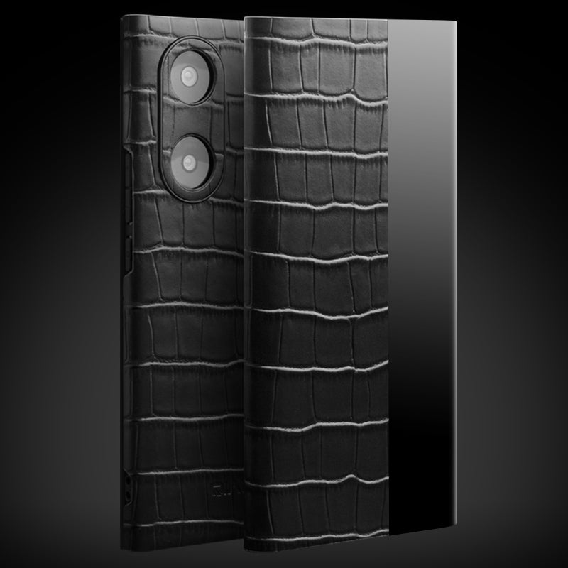 QIALINO For Honor 50 Pro/Huawei nova 9 Pro Crocodile Texture Phone Case Top Layer Cowhide Leather Cover with View Window