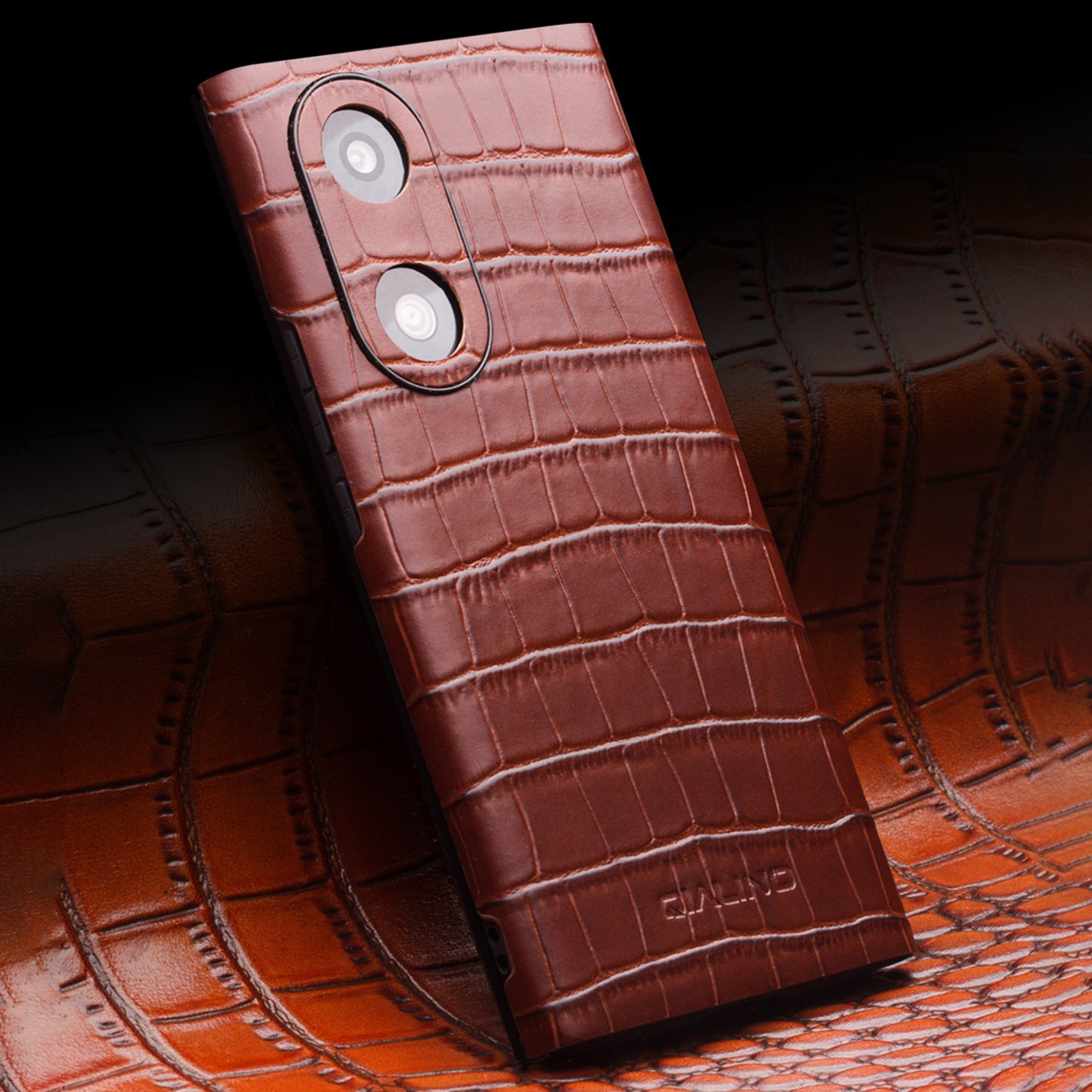 QIALINO Top Layer Cowhide Leather Phone Case for Honor 50/Huawei nova 9, Crocodile Texture View Window Protective Cover