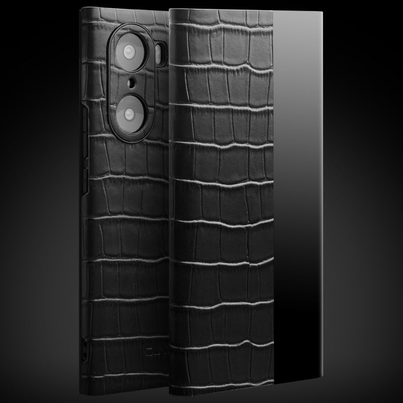 QIALINO Transparent View Window Cowhide Leather Case for Honor 60 Pro, Crocodile Texture Phone Cover