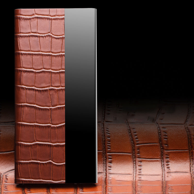 QIALINO Crocodile Texture Cowhide Leather Case for Honor 60, Auto Wake/Sleep Phone Cover with View Window