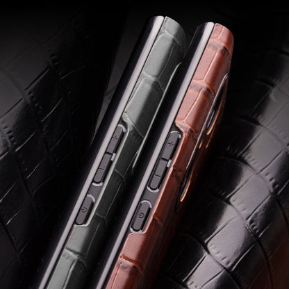 QIALINO Crocodile Texture Cowhide Leather Case for Honor 60, Auto Wake/Sleep Phone Cover with View Window