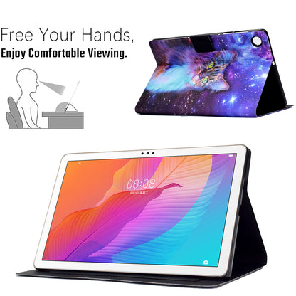 For Huawei MatePad T 10 9.7 inch/T 10S 10.1 inch/Enjoy Tablet 2 10.1 inch/Honor Pad X6 9.7 inch/6 10.1 inch Pattern Printing Leather Case Card Slots Tablet Shell