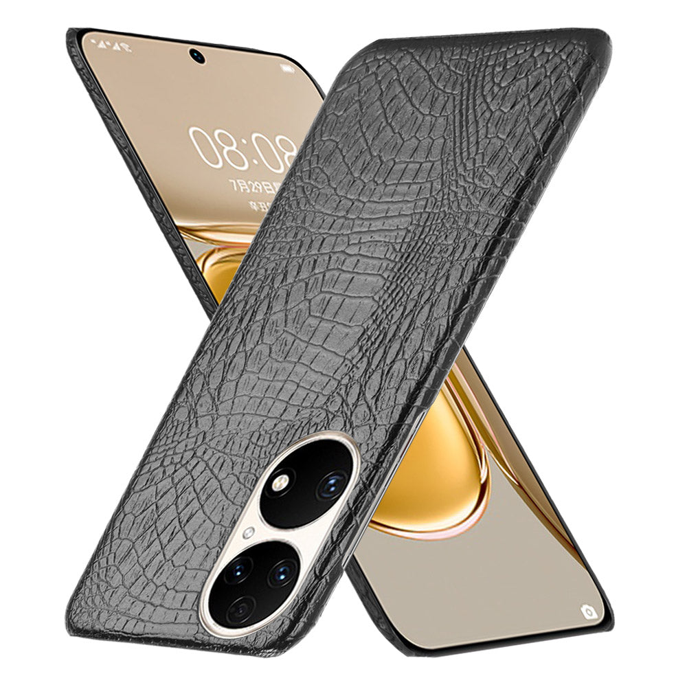 For Huawei P50 Pro Crocodile Texture Phone Case Anti-drop PU Leather Coated PC Protective Cover