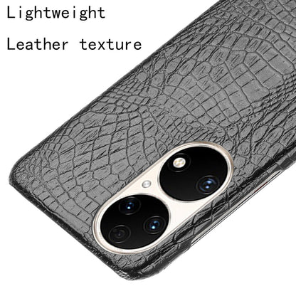 For Huawei P50 Pro Crocodile Texture Phone Case Anti-drop PU Leather Coated PC Protective Cover
