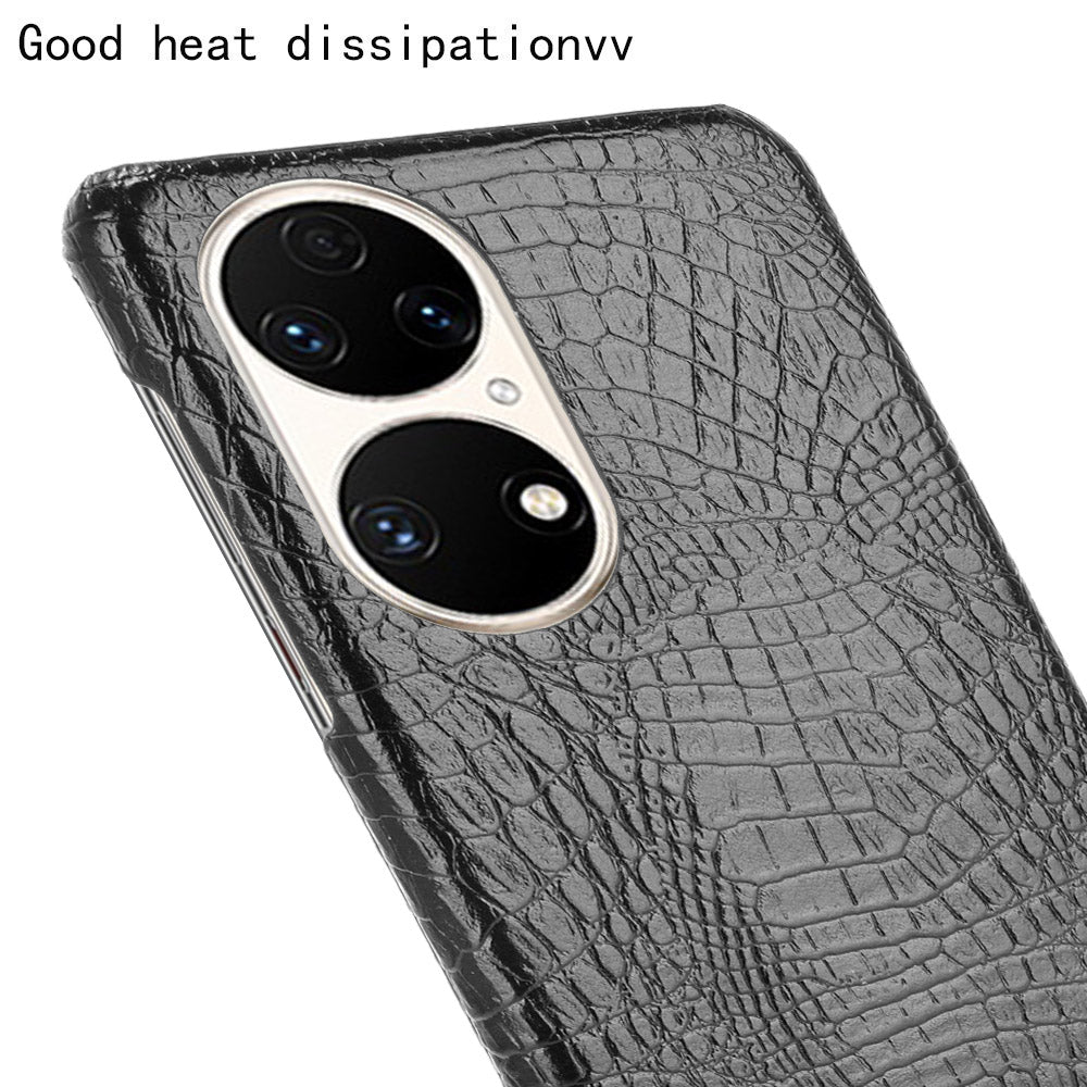 For Huawei P50 Pro Crocodile Texture Phone Case Anti-drop PU Leather Coated PC Protective Cover
