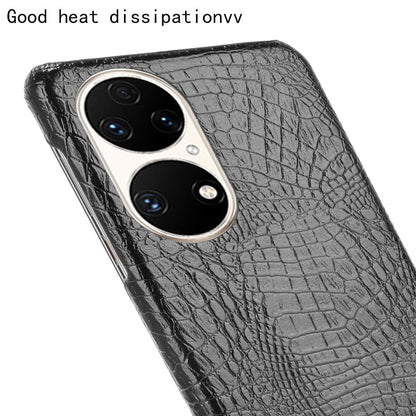 For Huawei P50 Pro Crocodile Texture Phone Case Anti-drop PU Leather Coated PC Protective Cover