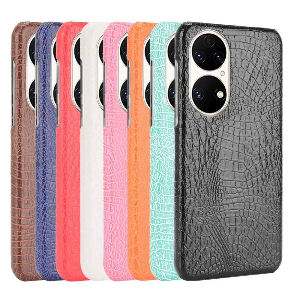 For Huawei P50 Pro Crocodile Texture Phone Case Anti-drop PU Leather Coated PC Protective Cover