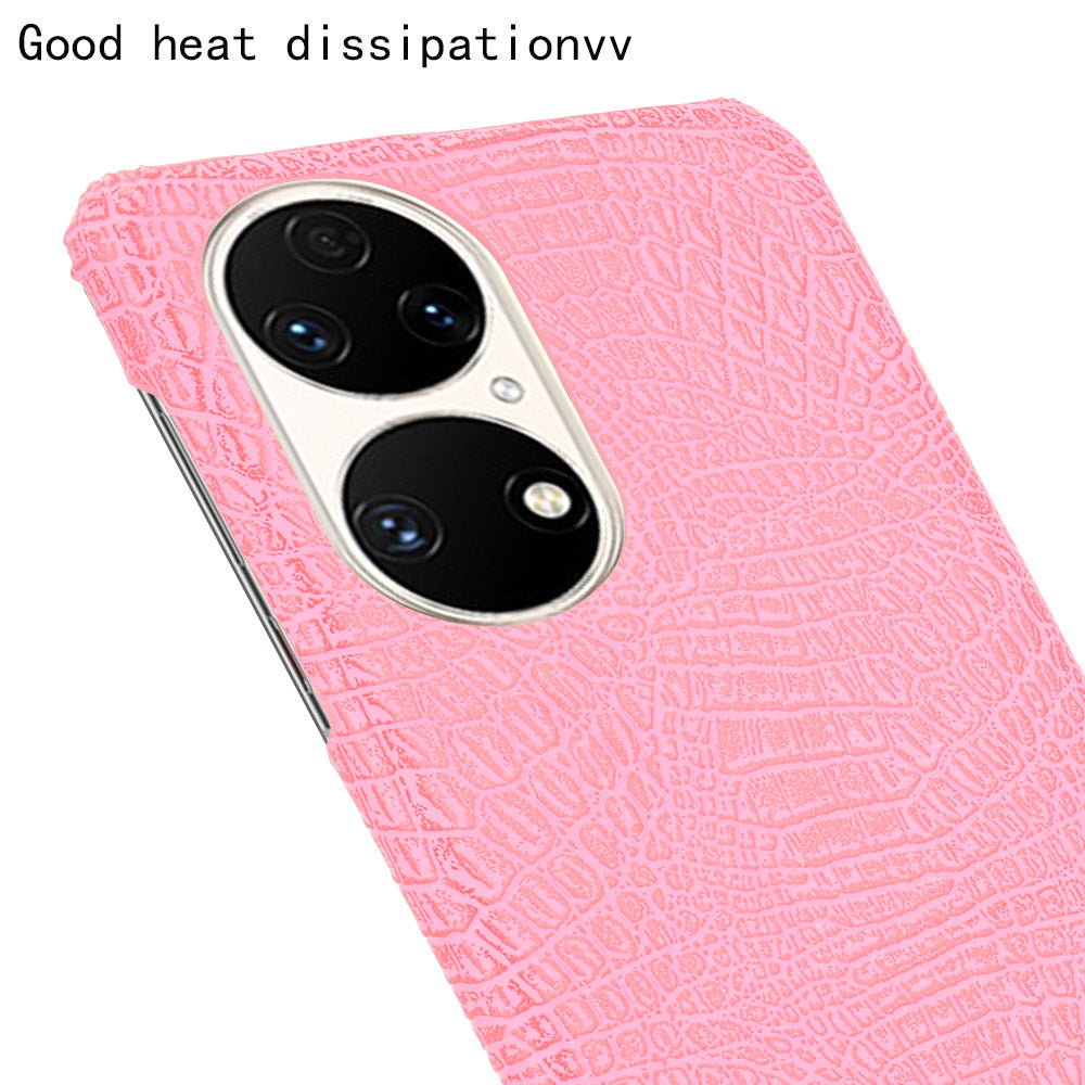 For Huawei P50 Pro Crocodile Texture Phone Case Anti-drop PU Leather Coated PC Protective Cover
