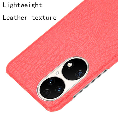 For Huawei P50 Pro Crocodile Texture Phone Case Anti-drop PU Leather Coated PC Protective Cover