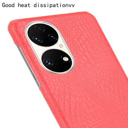For Huawei P50 Pro Crocodile Texture Phone Case Anti-drop PU Leather Coated PC Protective Cover