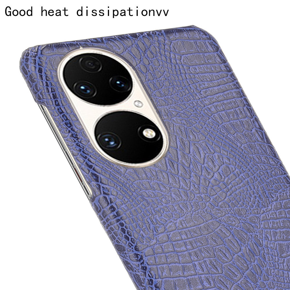 For Huawei P50 Pro Crocodile Texture Phone Case Anti-drop PU Leather Coated PC Protective Cover