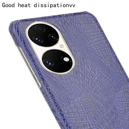 For Huawei P50 Pro Crocodile Texture Phone Case Anti-drop PU Leather Coated PC Protective Cover