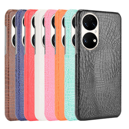 For Huawei P50 Pro Crocodile Texture Phone Case Anti-drop PU Leather Coated PC Protective Cover