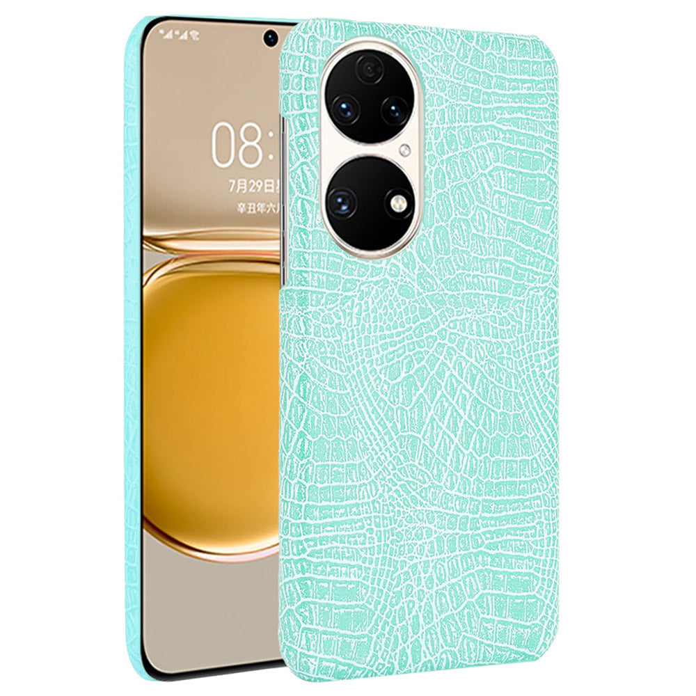 For Huawei P50 Pro Crocodile Texture Phone Case Anti-drop PU Leather Coated PC Protective Cover