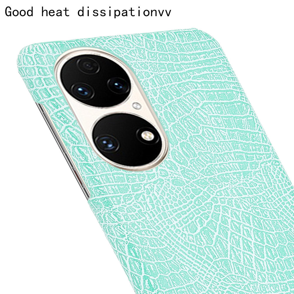 For Huawei P50 Pro Crocodile Texture Phone Case Anti-drop PU Leather Coated PC Protective Cover