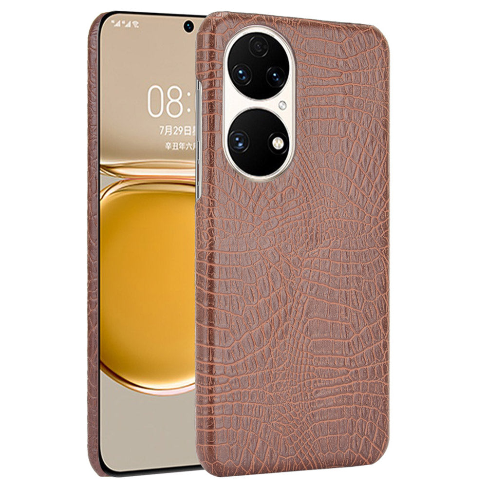For Huawei P50 Pro Crocodile Texture Phone Case Anti-drop PU Leather Coated PC Protective Cover