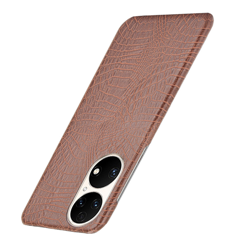 For Huawei P50 Pro Crocodile Texture Phone Case Anti-drop PU Leather Coated PC Protective Cover