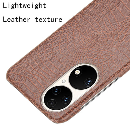 For Huawei P50 Pro Crocodile Texture Phone Case Anti-drop PU Leather Coated PC Protective Cover