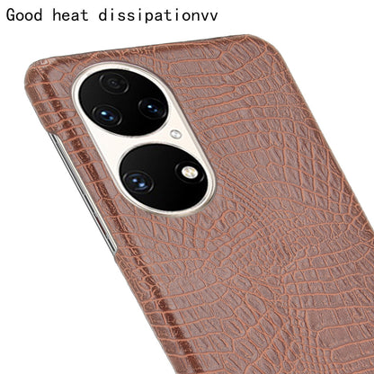 For Huawei P50 Pro Crocodile Texture Phone Case Anti-drop PU Leather Coated PC Protective Cover