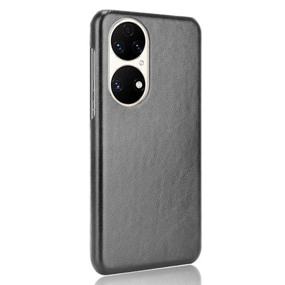 For Huawei P50 Pro Litchi Texture Scratch-resistant PU Leather Coated Phone Cover Hard PC Back Case