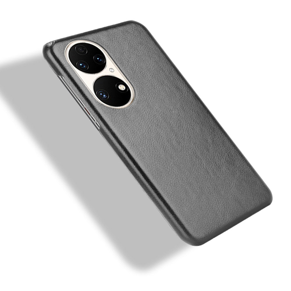 For Huawei P50 Pro Litchi Texture Scratch-resistant PU Leather Coated Phone Cover Hard PC Back Case