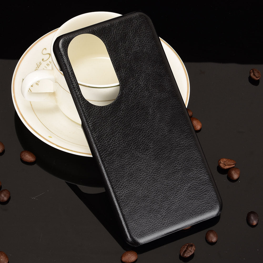 For Huawei P50 Pro Litchi Texture Scratch-resistant PU Leather Coated Phone Cover Hard PC Back Case